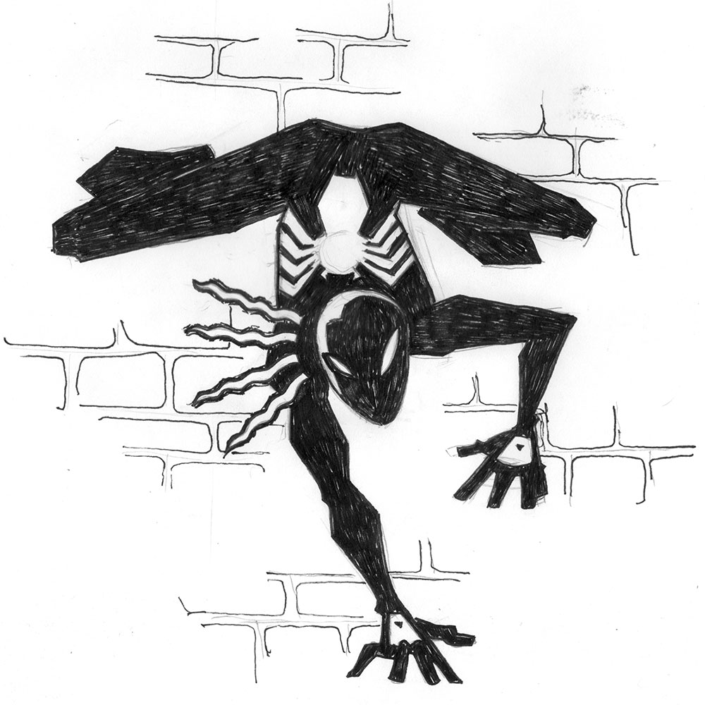 black suit Spider-Man illustration