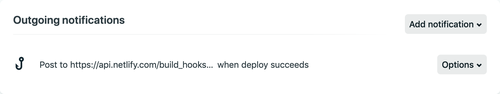 Netlify outgoing build hook configuration