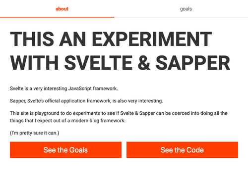 Sapper test site homepage